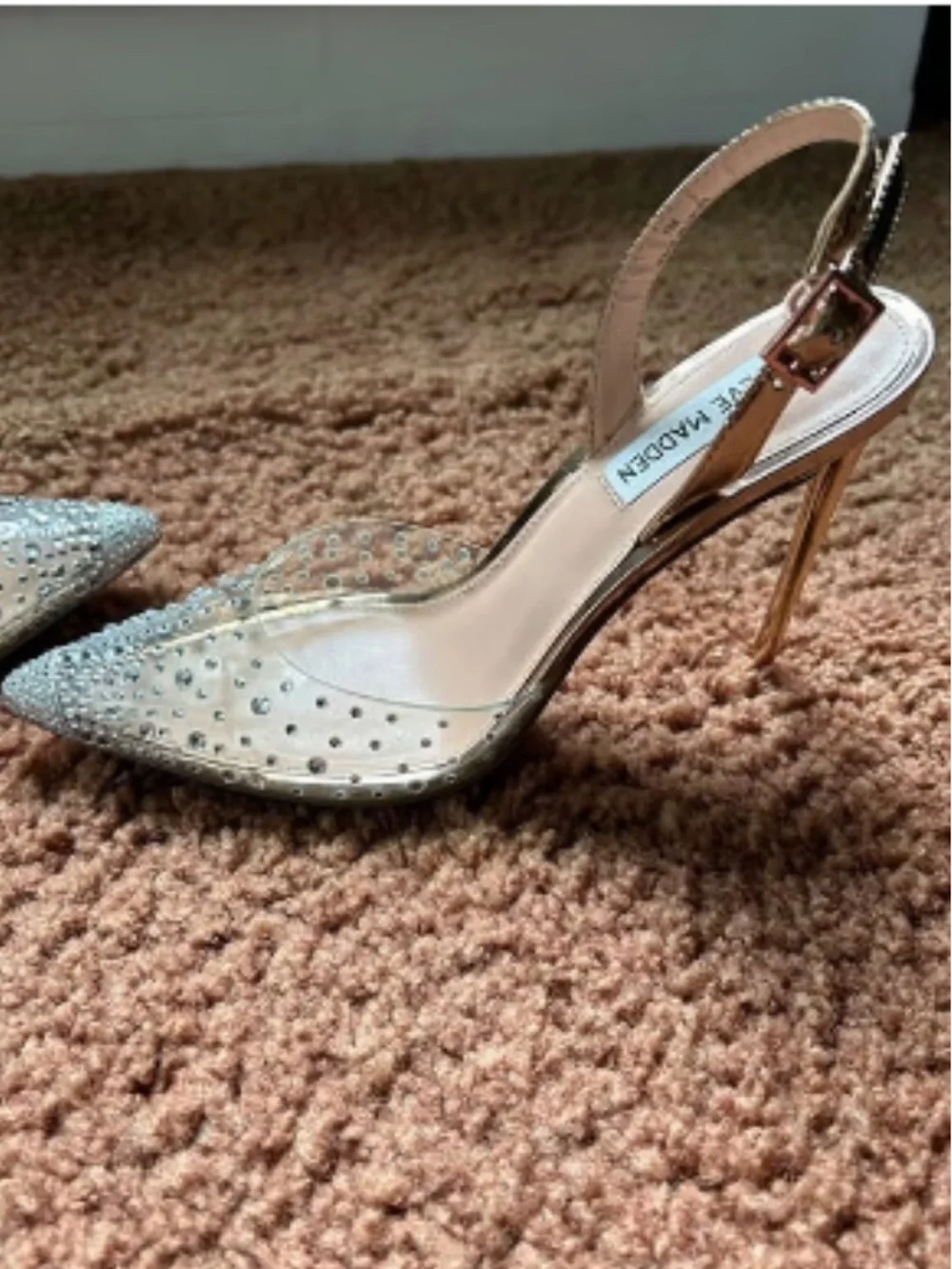 Steve Madden RECORD rose gold rhinestone slingback heels - Picture 2 of 5